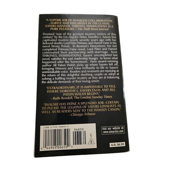 Thrones, dominations Dorothy L layers and jill Patton Walsh st. Martin's paperba - Picture 5 of 6